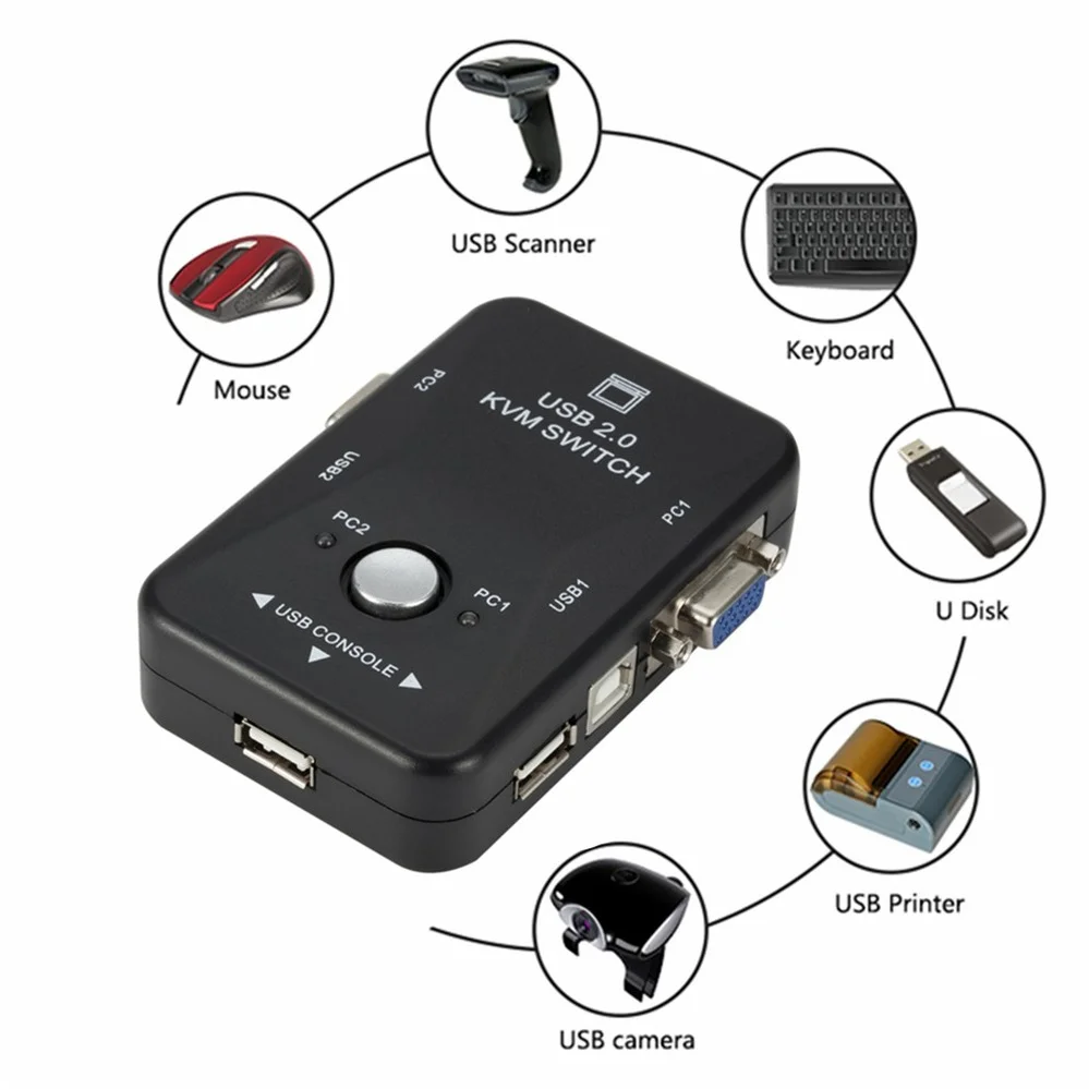 USB KVM-переключатель PzzPss 2 порта VGA 0 мыши клавиатура 1920*1440 Vga разветвитель коробка