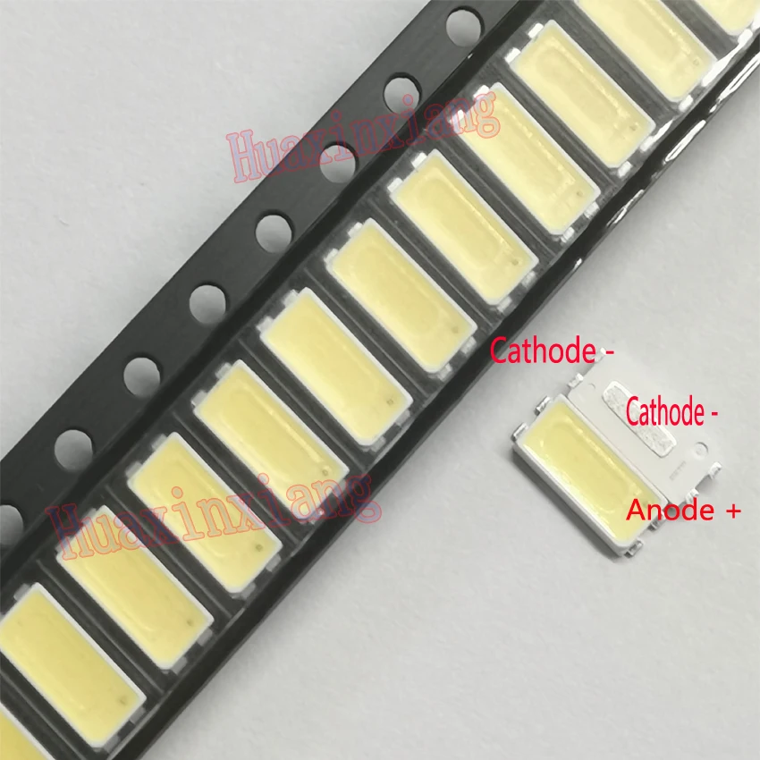 100 шт./лот SMD LED 7030 6 в холодный белый 1 Вт 70 лм ма супер яркий для телевизора/ЖК