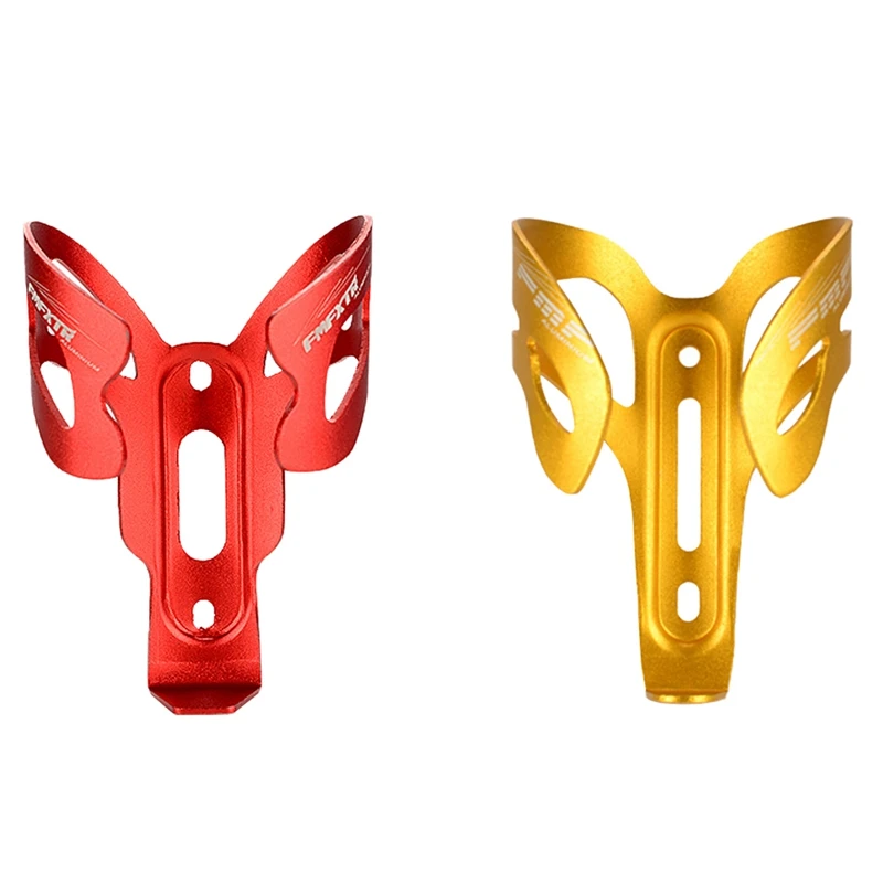 

FMFXTR 2 Pcs Aluminum Alloy Mtb Lightweight Bicycle Water Bottle Cage Kar Cycling Water Bottle Holder, Gold & Red