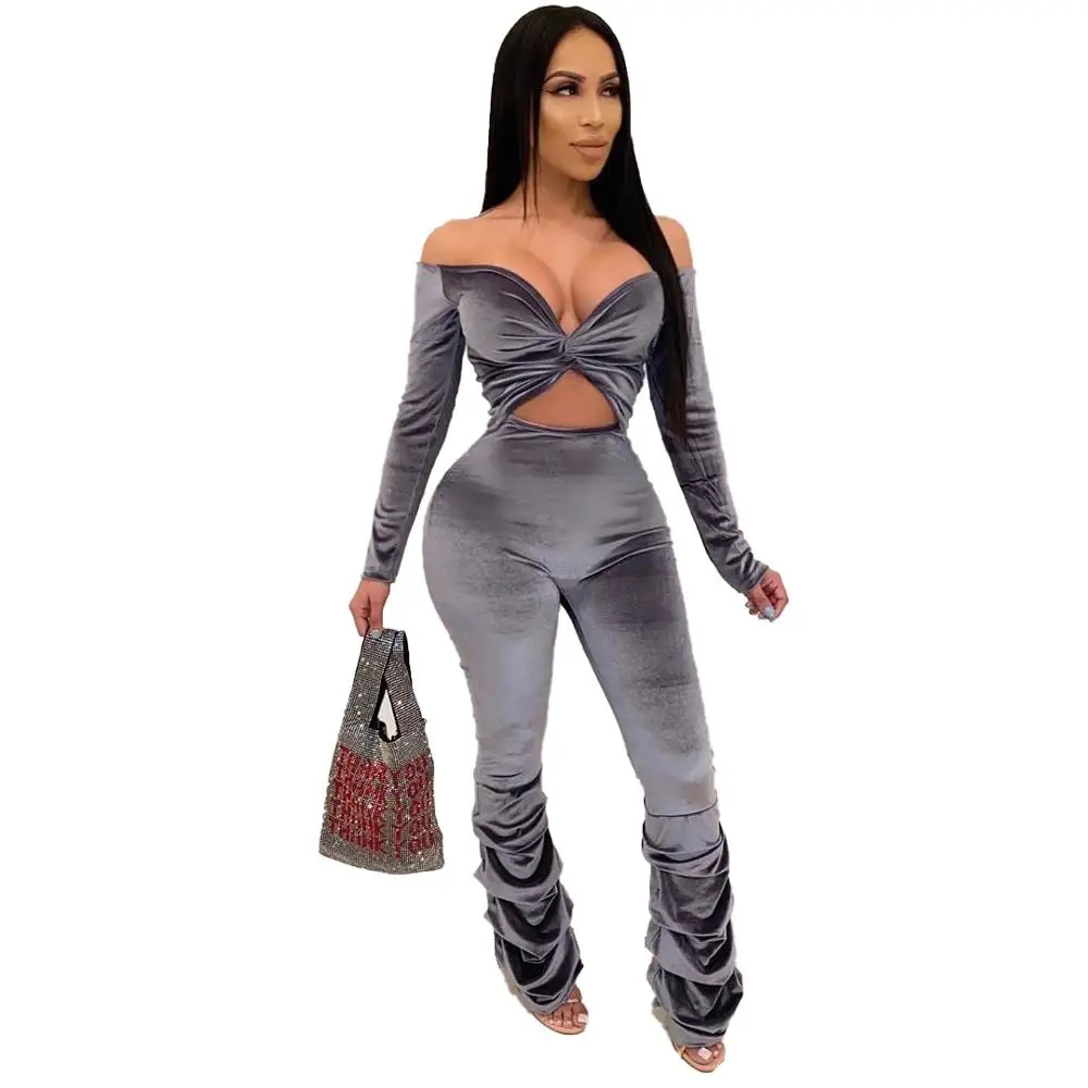 Зимний бархатный комбинезон женский элегантный с длинным рукавом для новечерние