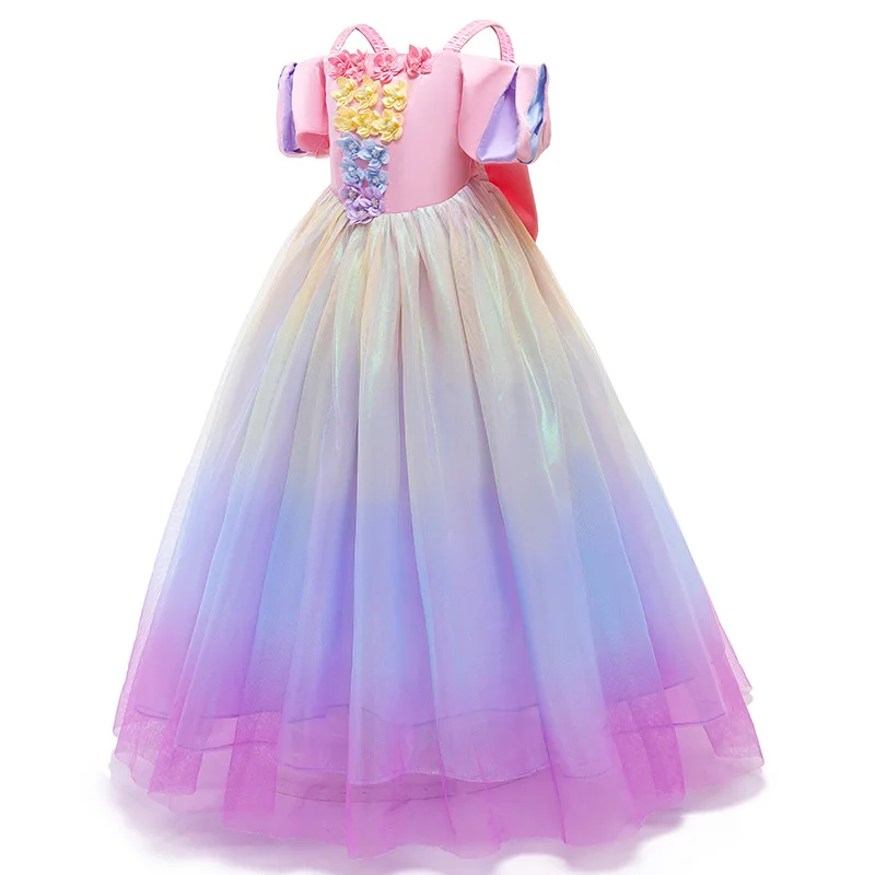 Vestido de ni&ntilde;a de flores, traje de fiesta de cumplea&ntilde;os, arco&iacute;ris, malla, Princesa, 3-10 a&ntilde;os, alta calidad, navidad-2