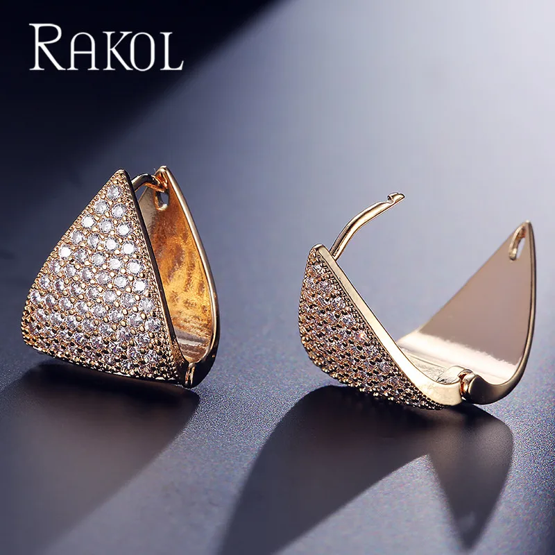 Gold Color 6 RAKOL queen AAA циркония кристалл белый цвет маленькие милые серьги-кольца для женщин Роскошные свадебные украшения подарок на день рождения RE0599K - Окраска металла: Gold Color 6