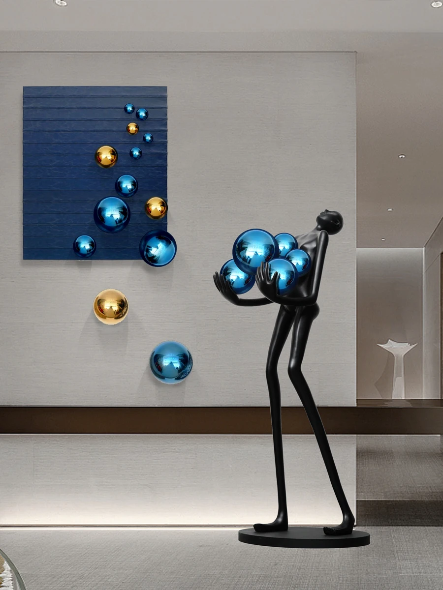 

Abstract figure sculpture decoration creative stainless steel ball combination wall decoration wall hanging soft decoration
