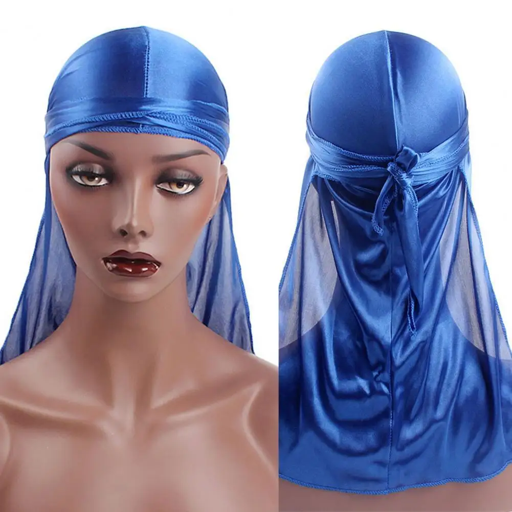 

Long Tail Turban Hat Solid Color Imitation Silk Unisex Smooth Surface Multi-purpose Wrap Sauna Caps Spa Bathroom