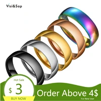 visisap europea america 5 color couple rings for man women 6mm spherical stainless steel simple ring dropshipping jewelry s r25