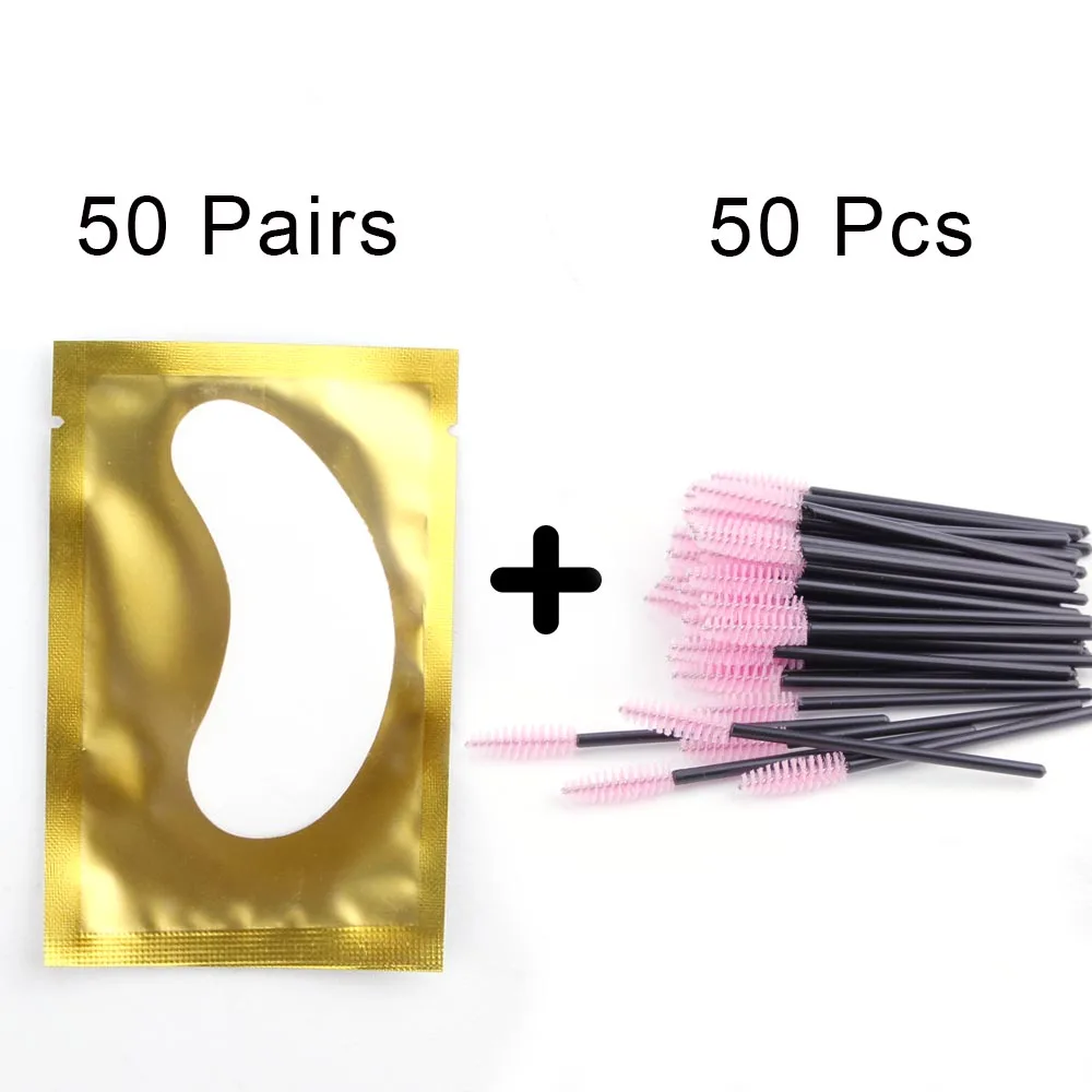 gold set3 100 шт накладки для наращивания ресниц бумажные накладки наклейки "ресницы" обертывание с 50 шт одноразовая щетка для ресниц наращивание ресниц инструменты - Цвет: gold set3