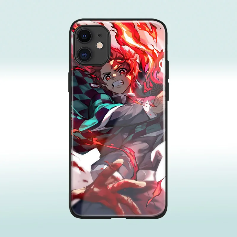 Чехол для телефона Tanjiro Kamado Kimetsu no Yaiba стеклянный iPhone6 6s 7 8 x xr xs 11 pro max Samsung S note 9 10 20