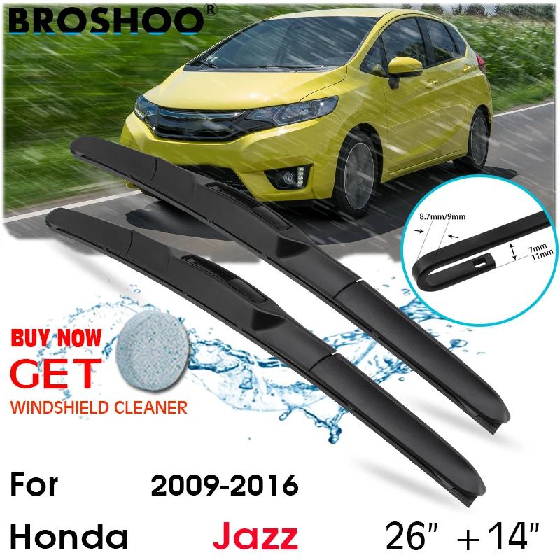 

Car Wiper Blade Front Window Windscreen Windshield Wipers Blades J hook Auto Accessories For Honda Jazz 26"+14" 2009-2016