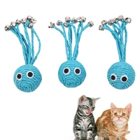 blue octopus cat toy paper rope weaving with bell kitten interactive playing ball scratch resistant squeak toy cat supplies