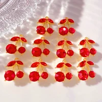 10pcslot sweet crystal cherry charms gold silver color cherry pendants diy for jewelry making earrings necklaces accessories
