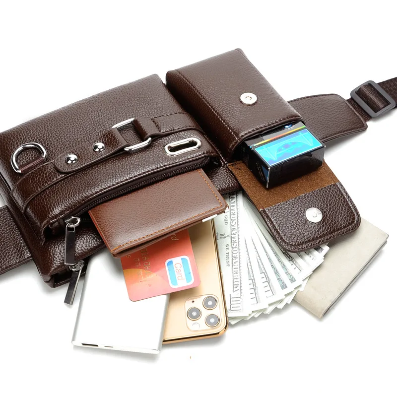 

Fanny Pack Black Waterproof Money Belt Bag Men Purse Teenager's Travel Wallet Belt Male Waist Bags Cigarette Case for Phone