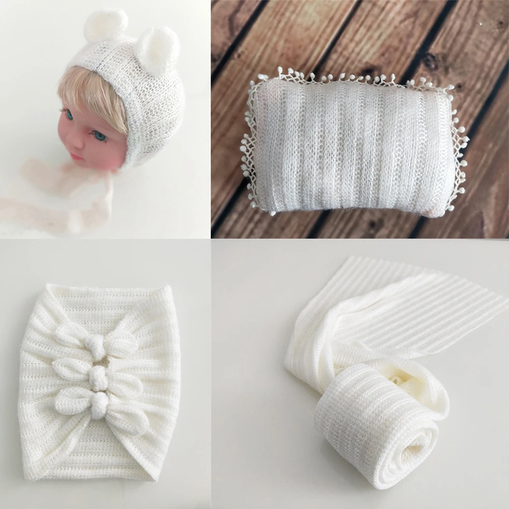 4pcs Sets 20-35 D& J 4 шт./5 шт. комплекты для новорожденных реквизит для фотосъемки ребенок позирует подушку шляпа капот обертывания фоновое одеяло Fotografia студия реквизит - Цвет: 4pcs Sets 20-35