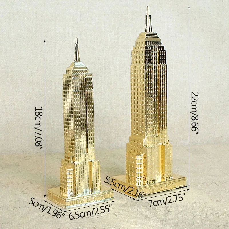 

Vintage Empire State Building Sculpture Metal Famous Building Ornament Home Decoration Accessories Desktop Decor Craft Gift