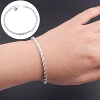 women silver plated bracelet jewelry for women fashion wrist chain charm flash twisted lady wedding gifts bangle jewelry