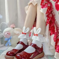 japanese winter fashion kawaii girl cotton socks lolita girl socks bowknot cotton bunny ears jk girl calf frilly lolita socks