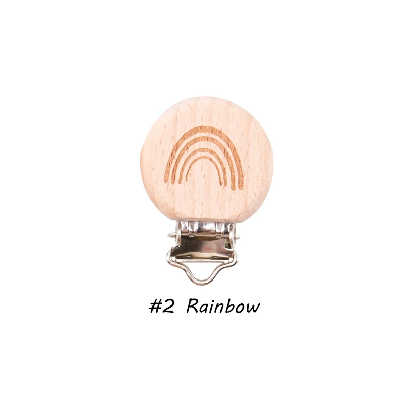 rainbow Let's Make/прищепка для пустышки, 10 шт., круглая деревянная гравировка на заказ, деревянная прищепка для пустышки, нейтральный подарок для соски, цепочка для зубов - Цвет: rainbow