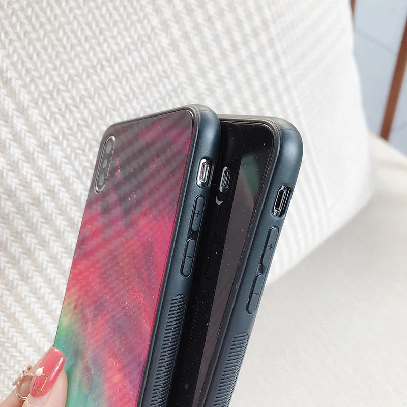 Чехол для iPhone 11 Pro XS Max XR X 8 7 6 6s Plus силиконовая рамка закаленное стекло Космический