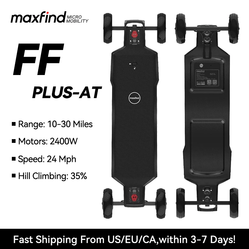 

Maxfind new FF AT All terrain Off Road Electric Skateboard 1200W Hub Motor 165mm wheels mountainboard street longboard cruiser