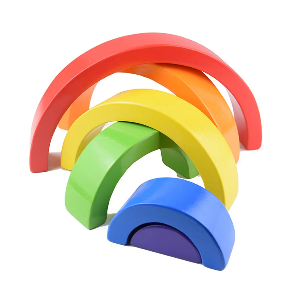 DROPSHIPPIN 6 шт. деревянные радужные блоки штабелер arcoiris для детей Радуга