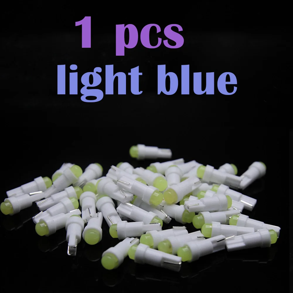 light blue1pcs Для машины подсветка для авто Автомобильная внутренняя T5 Светодиодная Автомобильная лампочка подсветка приборной доски Автомобильная дверь клиновидная лампа для ламп накаливания 12 В cob для SMD стайлинга автомобиля - Цвет: light blue1pcs
