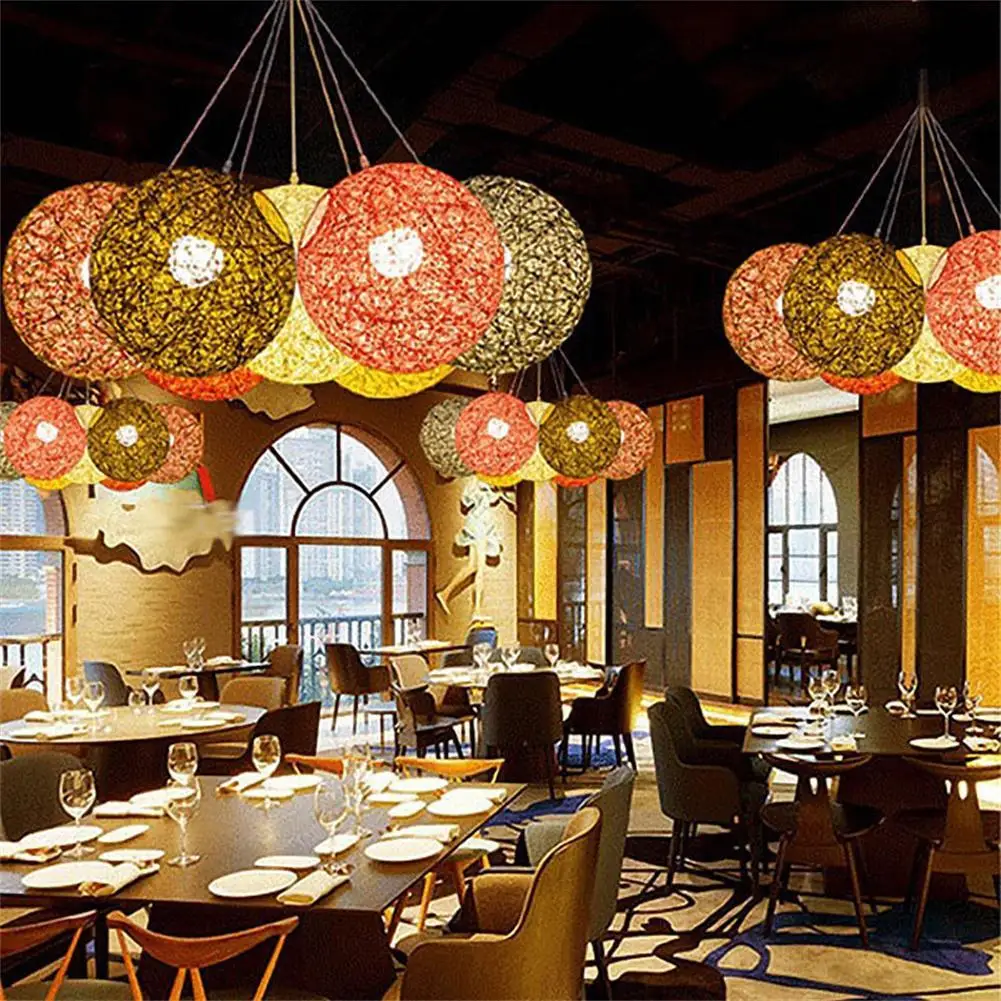 Круглый в сдержанном стиле ручной работы из ротанга лоза мяч кулон абажур