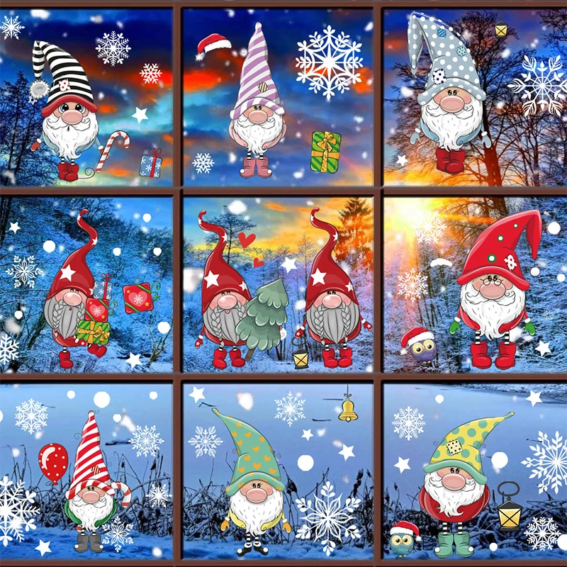 

1 Pcs Christmas Window Glass Electrostatic Sticker Santa Claus Decoration Sticker