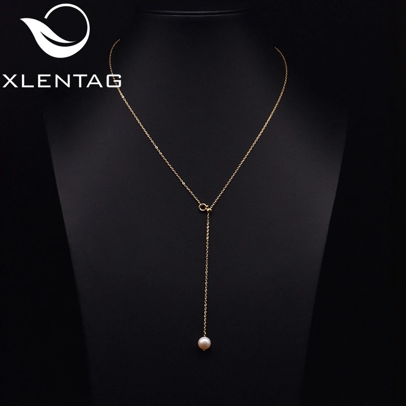 

Xlentag Pure Natural Freshwater Pearl Necklace Simple Personalise Birthday Party Gifts Women Necklace Handmade Jewelry GN0251