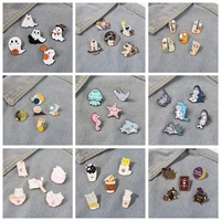 5pcsset kitties witch sea animal enamel pin shake ghost hippocampal astronauts brooches badge gift friend accessories wholesale