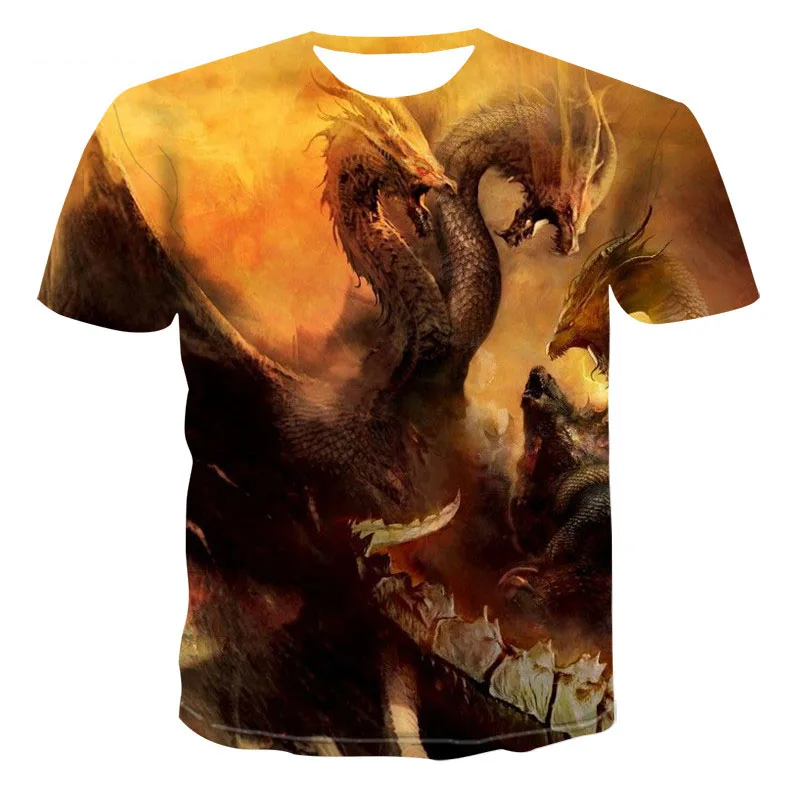 

Dragon Graphic T-shirt Animal Theme Men's T-shirt 3D Fashion Tops Summer Casual T-shirt Men's O-Neck Shirt Large Size Streetwear
