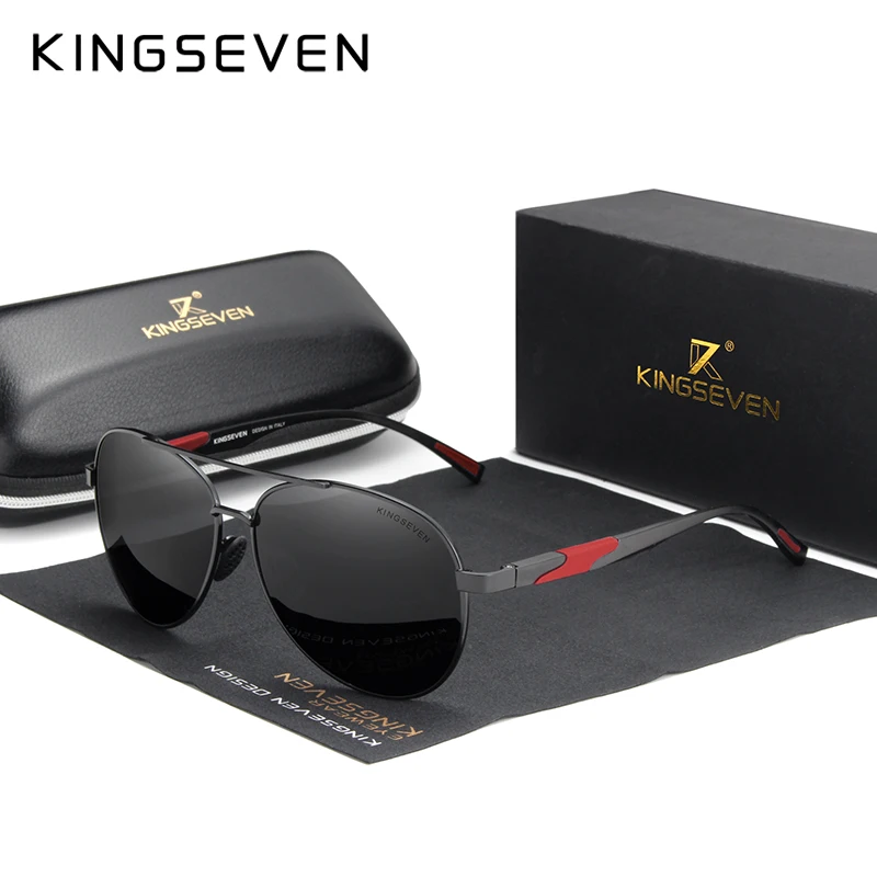 Очки-авиаторы KINGSEVEN в алюминиевой оправе UV400 для мужчин и женщин солнцезащитные