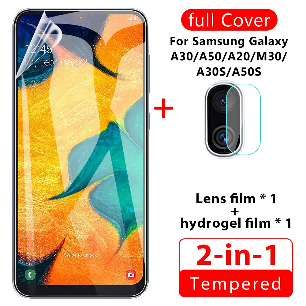 2 in 1 Hydrogel Film+ Clear Camera Film For Samsung Galaxy A90 A70 A60 A50 A40 A30 A20 A10 A30S A50S M10 M20 M30 M40 Soft | Мобильные