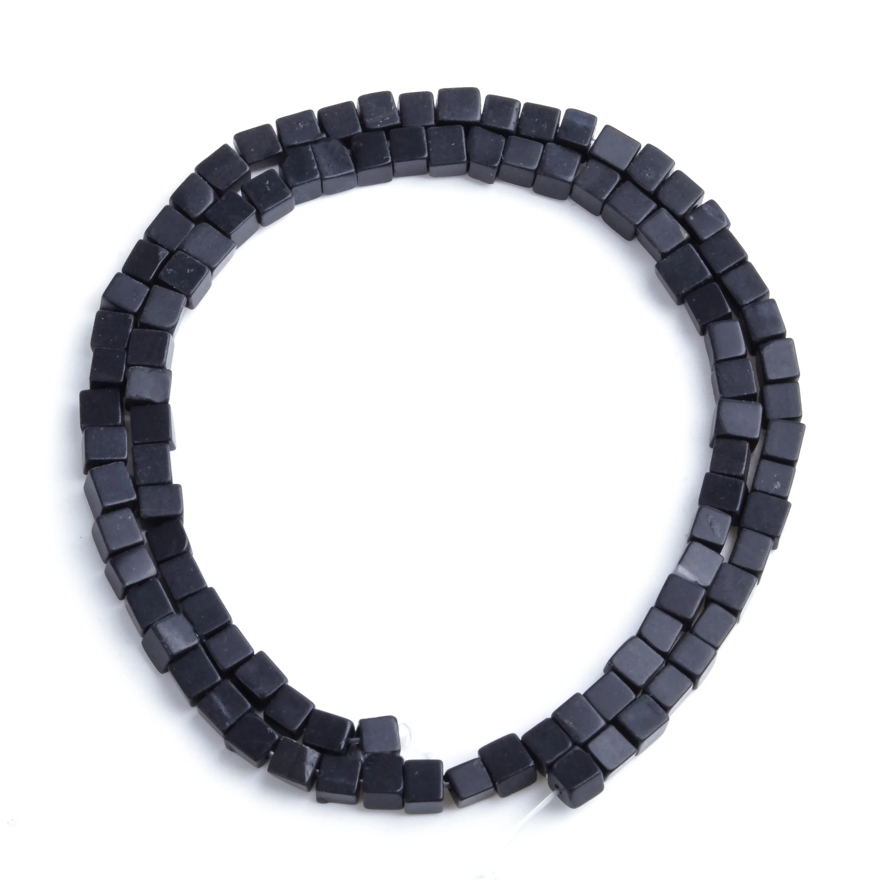 

Wholesale Natural Stone 4mm Black Onyx Cube Bead Loosely Spaced Beads Block Bead Septa Bead DIY Necklace Bangle
