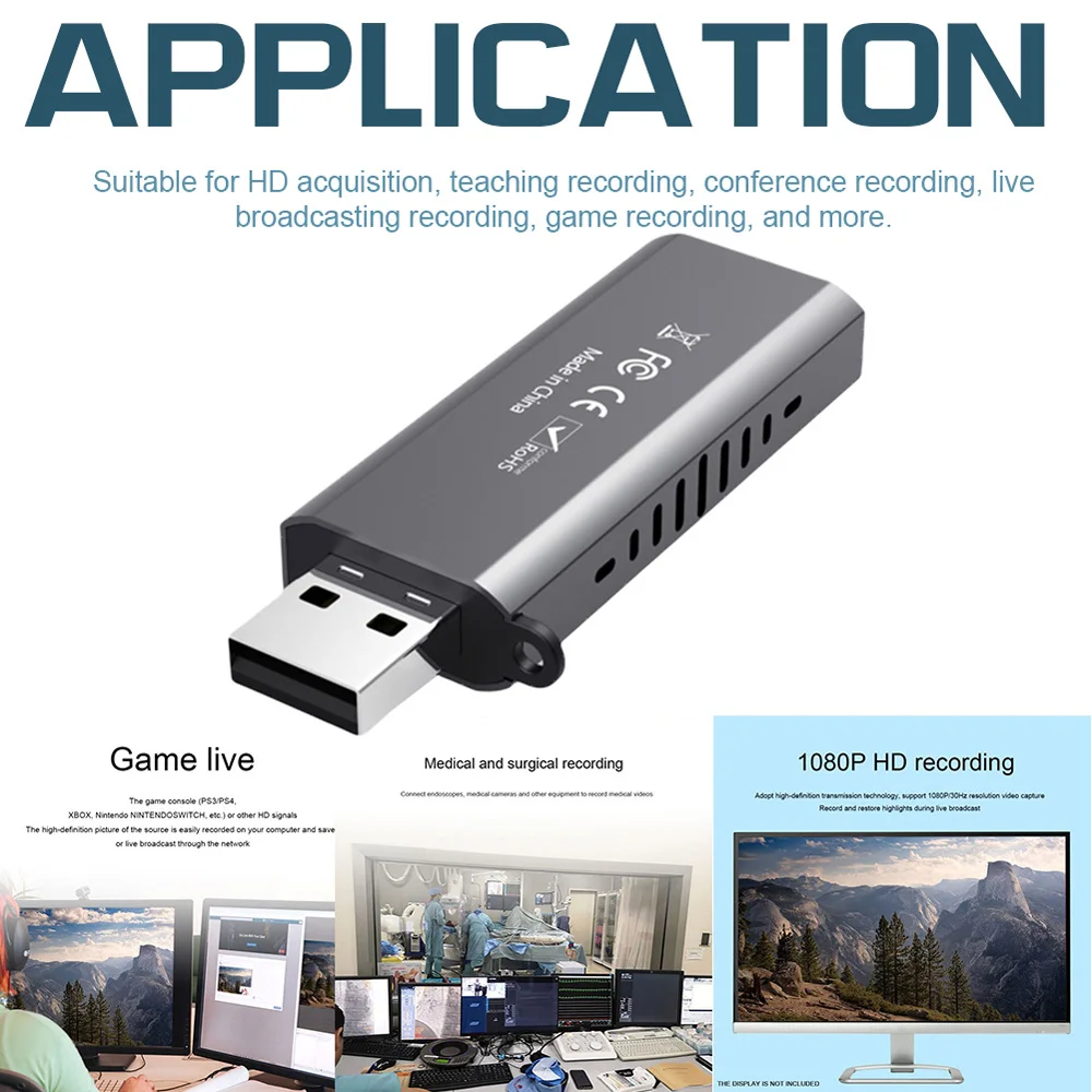 

Video Capture Card 1080P HD Video Grabber HDMI-Compatible to USB 3.0 for Live Streaming Gaming Conference