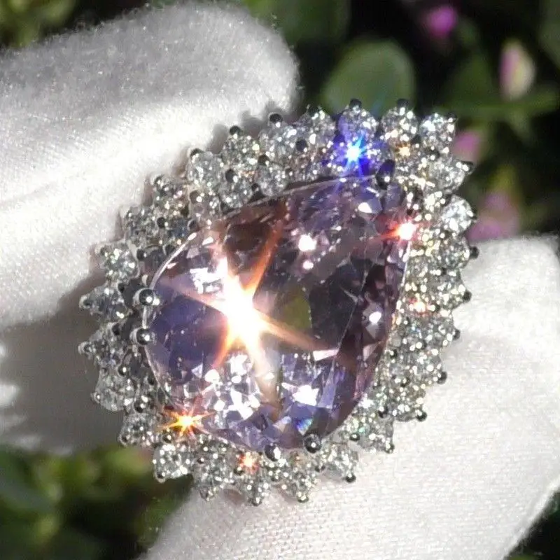 Медные белые золотые модные Кристальные большие кольца в форме капли воды