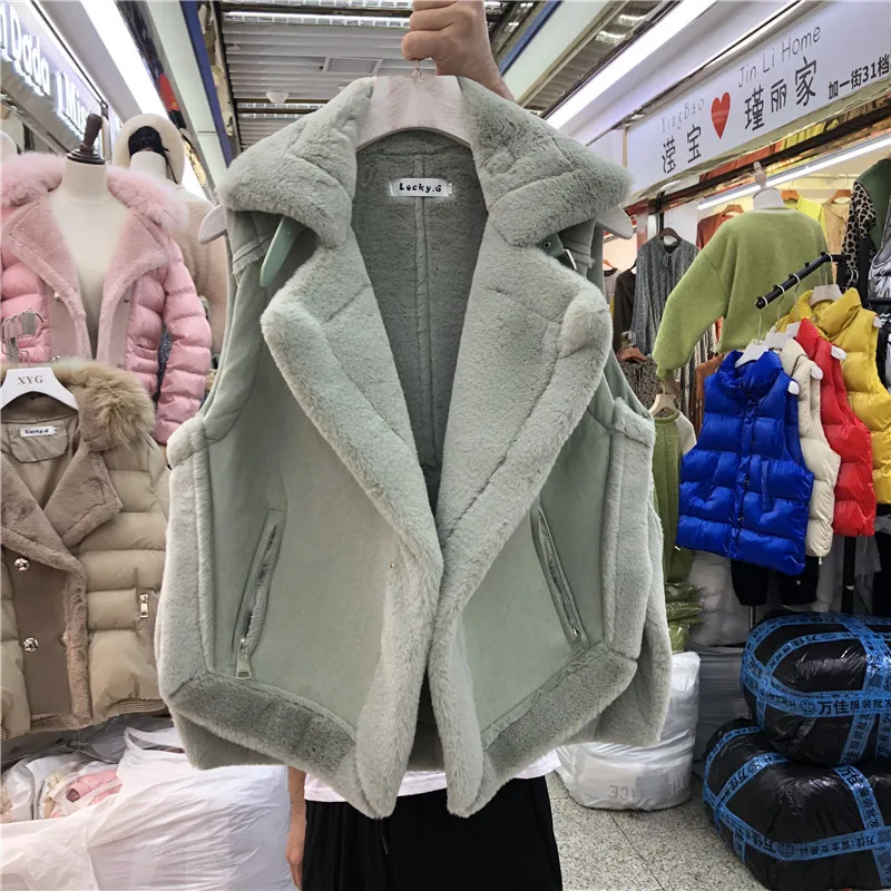 Жилет женский Байкерский из искусственного меха замшевый жилет на флисовой