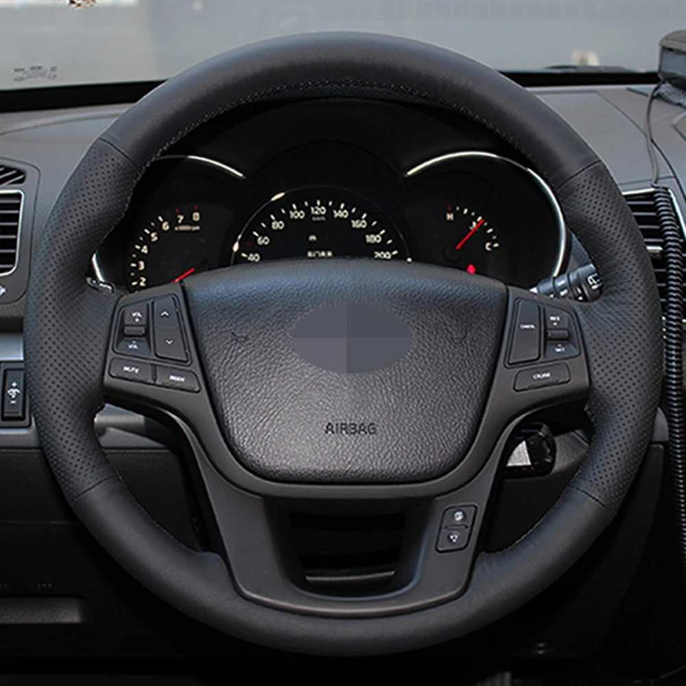 Car Steering Wheel Cover DIY Black Genuine Leather For Kia Sorento 2009-2014 | Автомобили и мотоциклы