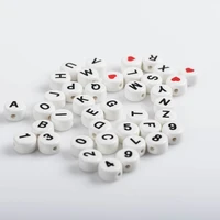 11 10pcs numbers letters round shape ceramic beads cylindrical love beads for jewelry making materials xn043