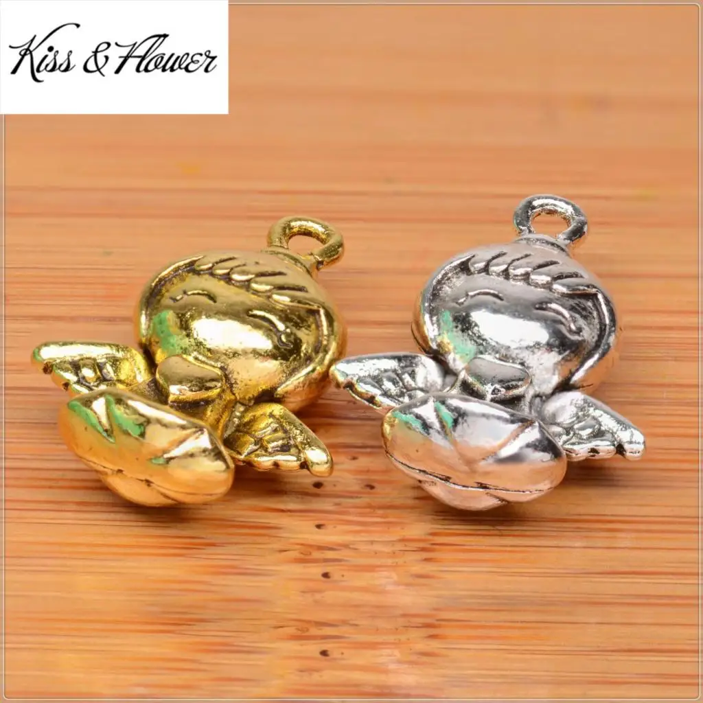 

QEENKISS AC172 2021 Fine DIY Jewelry Making Accessories Findings Fittings Bracelet Necklace Vintage Angle Pendant Charms 1PC