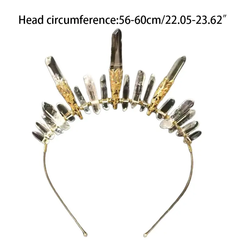 

Vintage Baroque Tiara Crown Handmade Raw Crystal Queen Princess Headband Wedding Prom Women Girls Jewelry Gold Silver Hair Hoop