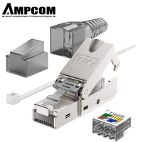 ampcom tool free rj45 connectors shielded modular termination plug for cat8 cat7 cat6a solid stranded sftp ethernet cable