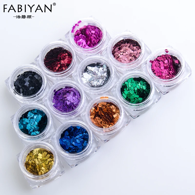 

12 Pot Nail Art Decoration Colorful Glitter Sequins Jewelry 3D Tips DIY Design Manicure Tools Acrylic UV Gel Polish Accessories