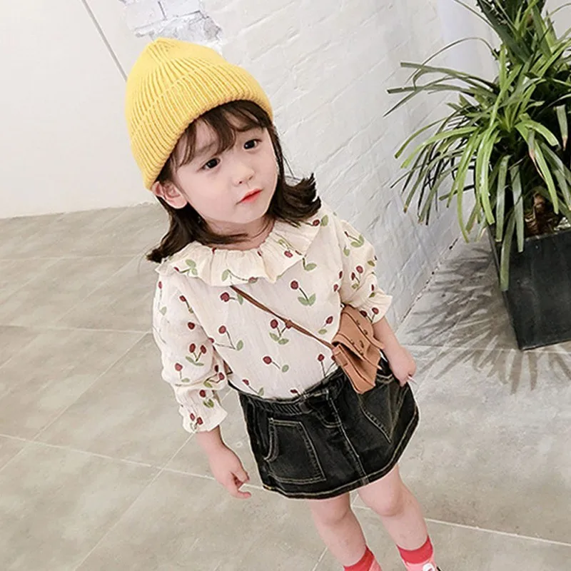 Одежда для маленьких девочек весенне Осенняя детская хлопковая Футболка с