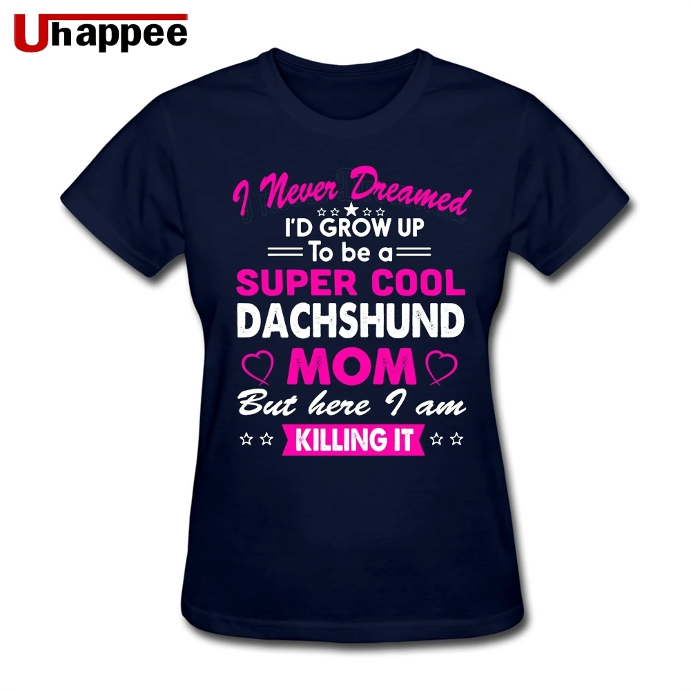 Dachshund Mom Футболка женская Повседневная футболка с короткими рукавами из 100% хлопка