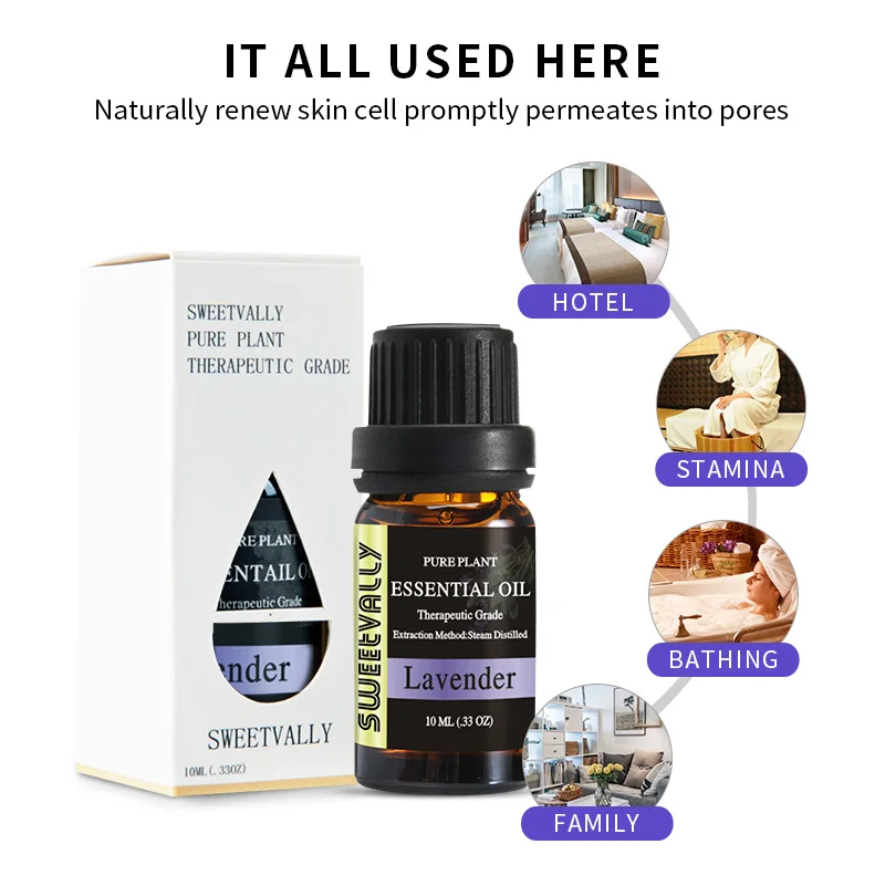 Эфирное масло лаванды для снятия стресса 10 мл увлажнитель ароматическая лампа