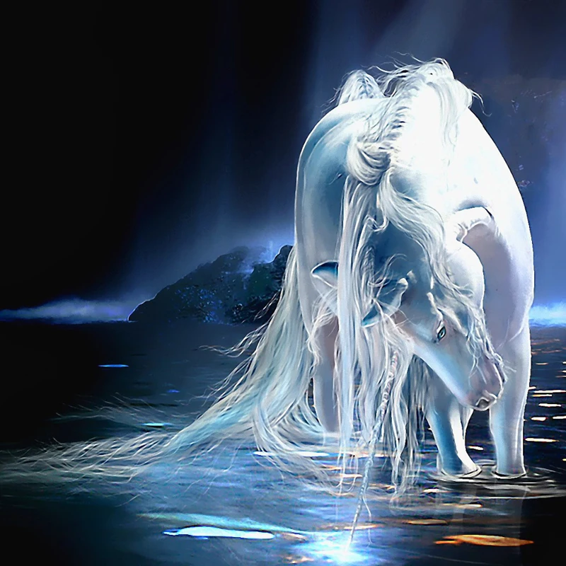 

Lifyy Diamond Embroidered Animal Handmade Diamond Painting White Horse Mosaic Cross Stitch Home Decoration