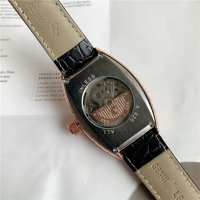 

FRA LER men's mechanical watch tourbillon automatic movement leather bracelet tonneau-shaped casual sports men's watch
