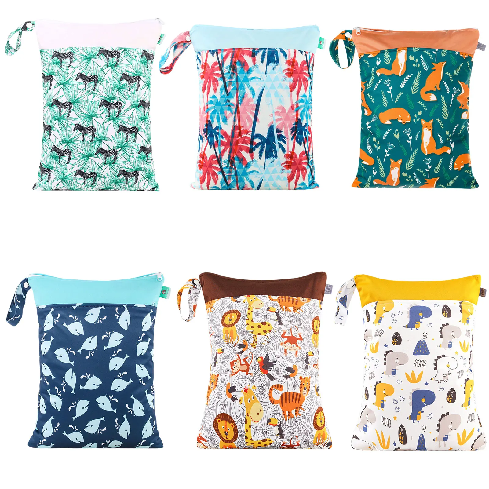 

Large Capacity Wet And Dry Diaper Bag Double Reusable Zipper Stitching Cloth Easy To Carry Waterproof Storage Bag