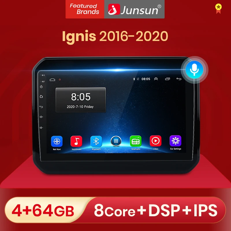 Автомагнитола Junsun V1 pro 2 ГБ + 32 Android 10 для Suzuki Ignis 2016 2020 мультимедийный видеоплеер