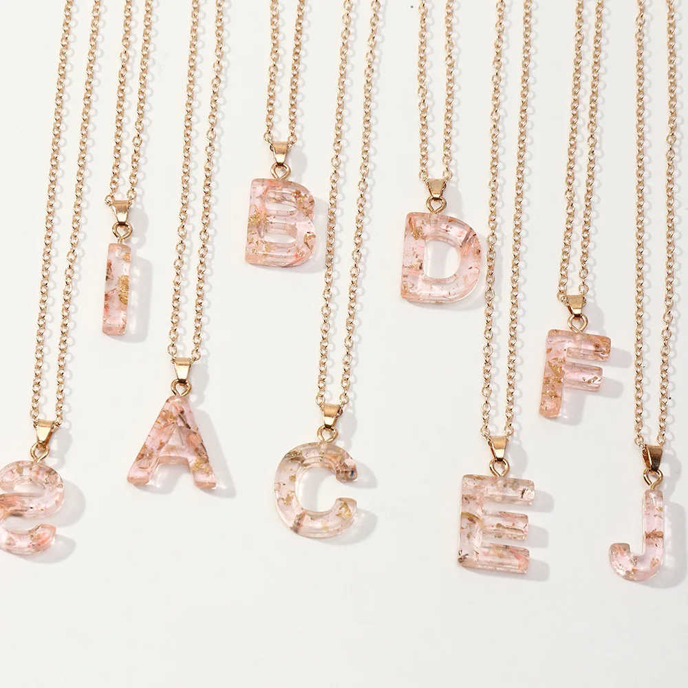 Модное ожерелье из акриловой розовой золотой фольги для женщин 26 Английских Букв