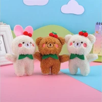 1pcs cute cartoon plush bear rabbit keychain pompom trinket for baby plush toy girl bag car key ring mobile phone pendant jewelr
